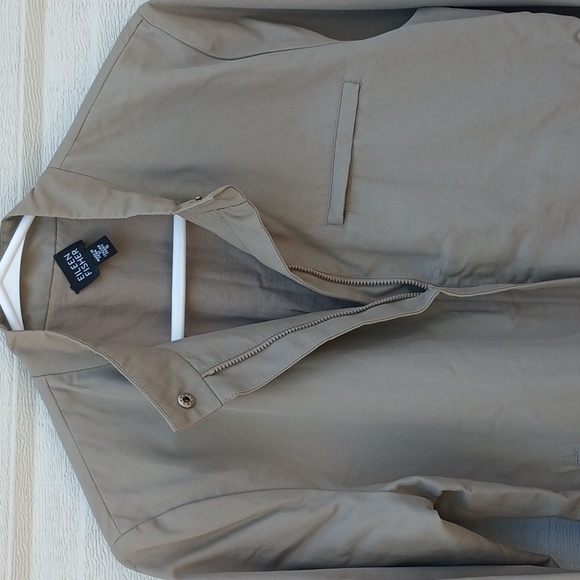 Eileen Fisher Tan Taupe Mandarin Collar Zip Up Jacket Sz Small Italian Fabric - Picture 2 of 9